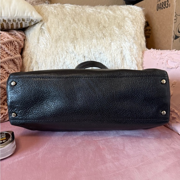 KATE SPADE Black Leather Shoulder Bag w Silver Turlock and Hardware - Picture 12 of 16